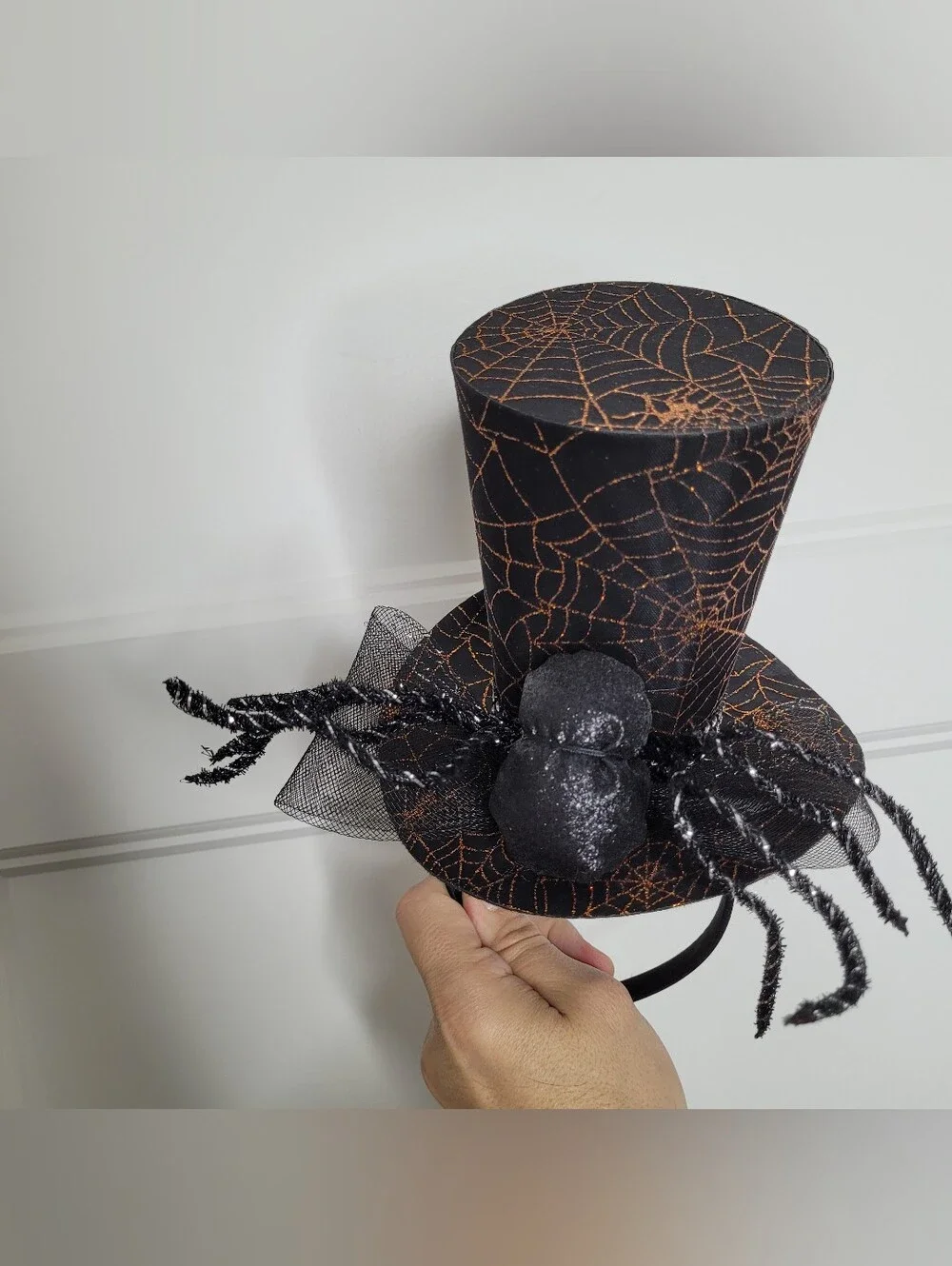 Halloween spider web mini top hat